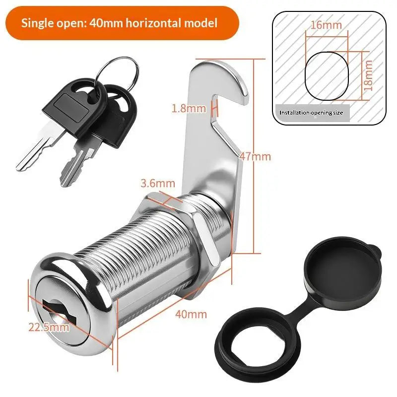 Zinc Alloy Cam Lock Waterproof Cover Cabinet Drawer 2 Keys Cam Lock Axl A6