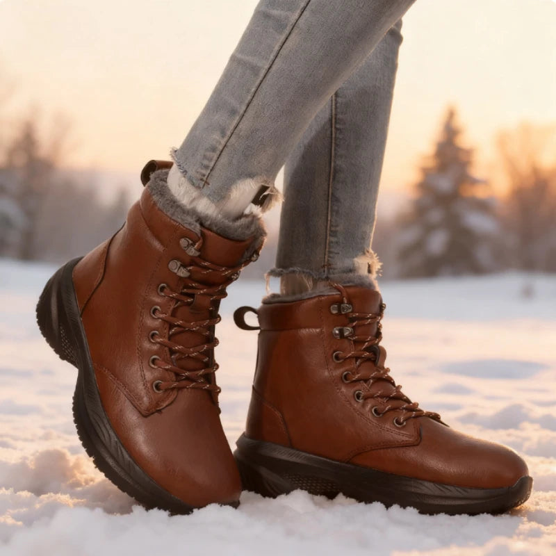 Women's Winter Snow Boots Wedge Lace-Up Warm Waterproof Women's Snow Boots Axl