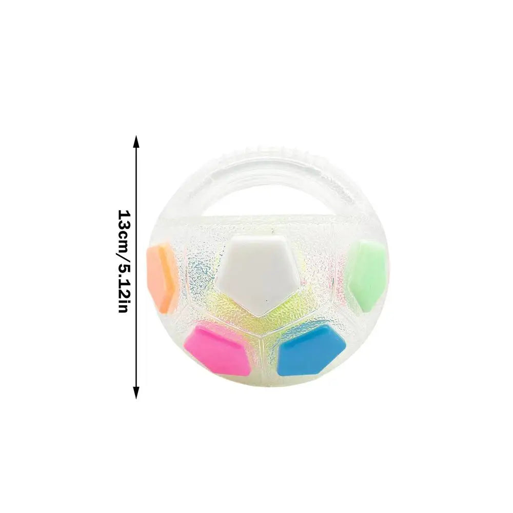 Squeaky Soccer Ball Dog Toy with Handle – Tug & Chew Dog Chew Toy Axl Transparent
