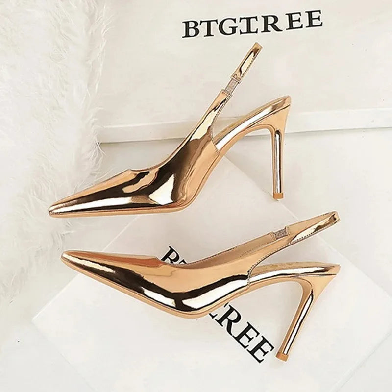 Women's Pointed Toe Stiletto Pumps – Patent Leather Party Heels High Heel Pumps Axl