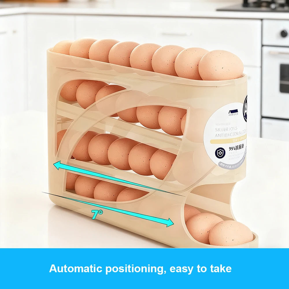 Rolling Egg Dispenser – 30-Egg Fridge Organizer & Holder Egg Dispenser Rack Axl