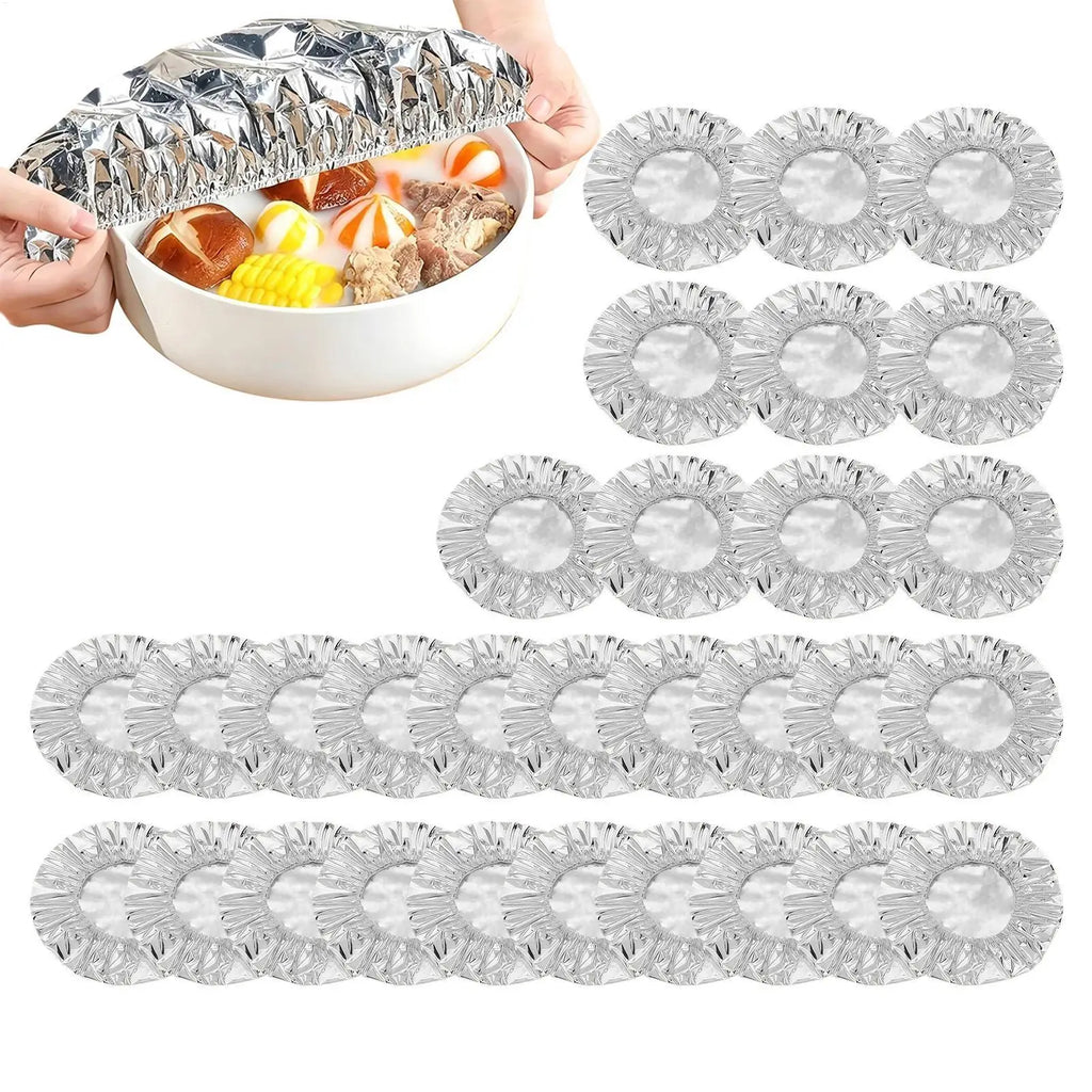 Aluminum Foil Food Covers 30-Pack – Reusable Stretch Lids Food Storage Covers Axl
