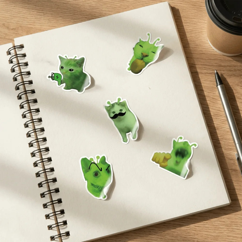 500 Alien Cat Stickers – Funny Quirky Waterproof Sticker Roll Decorative Stickers Axl