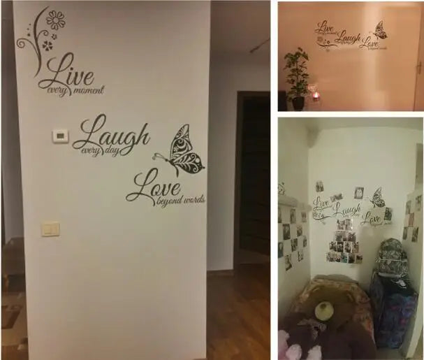 Live Laugh Love Butterfly Wall Decal – Vinyl Quote Sticker Vinyl Wall Decal Axl
