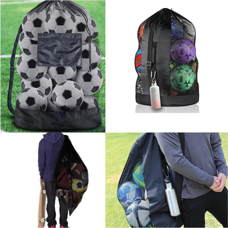 Extra Large Mesh Ball Bag – Drawstring Sports Storage Net Sports Ball Bag Axl