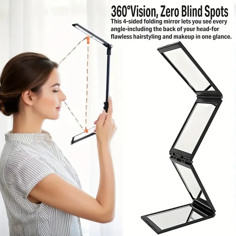 360° 4-Sided Folding Handheld Mirror – Travel & Haircut Folding Handheld Mirror Axl