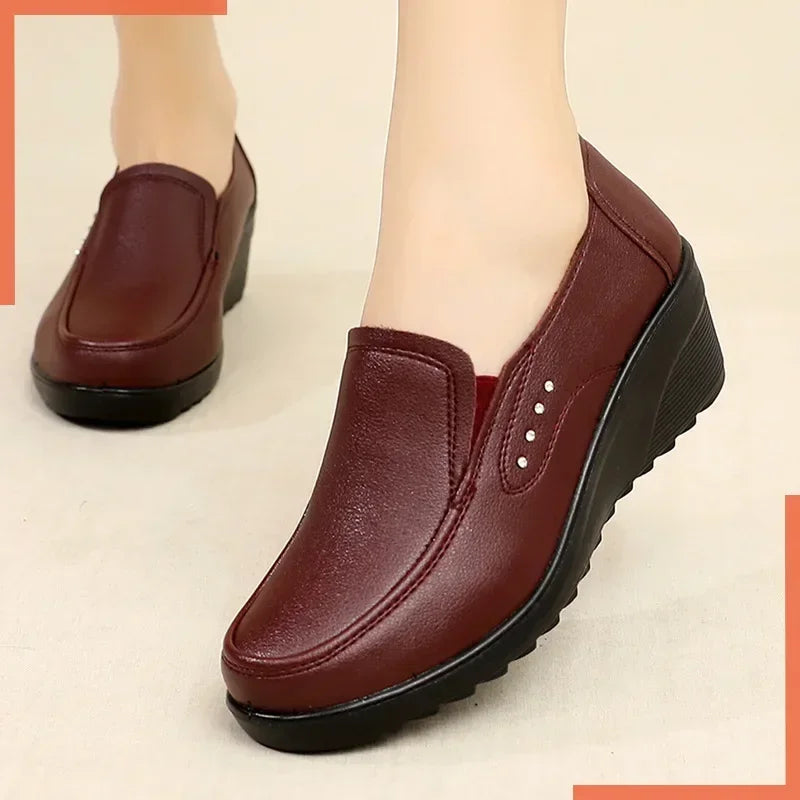 Women's Wedge Loafers – Microfiber Casual Slip-On Shoes Wedge Loafers Axl
