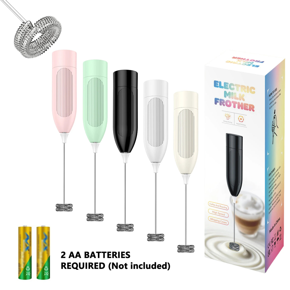Handheld Electric Milk Frother – Battery Powered Foam Maker Milk Frother Axl