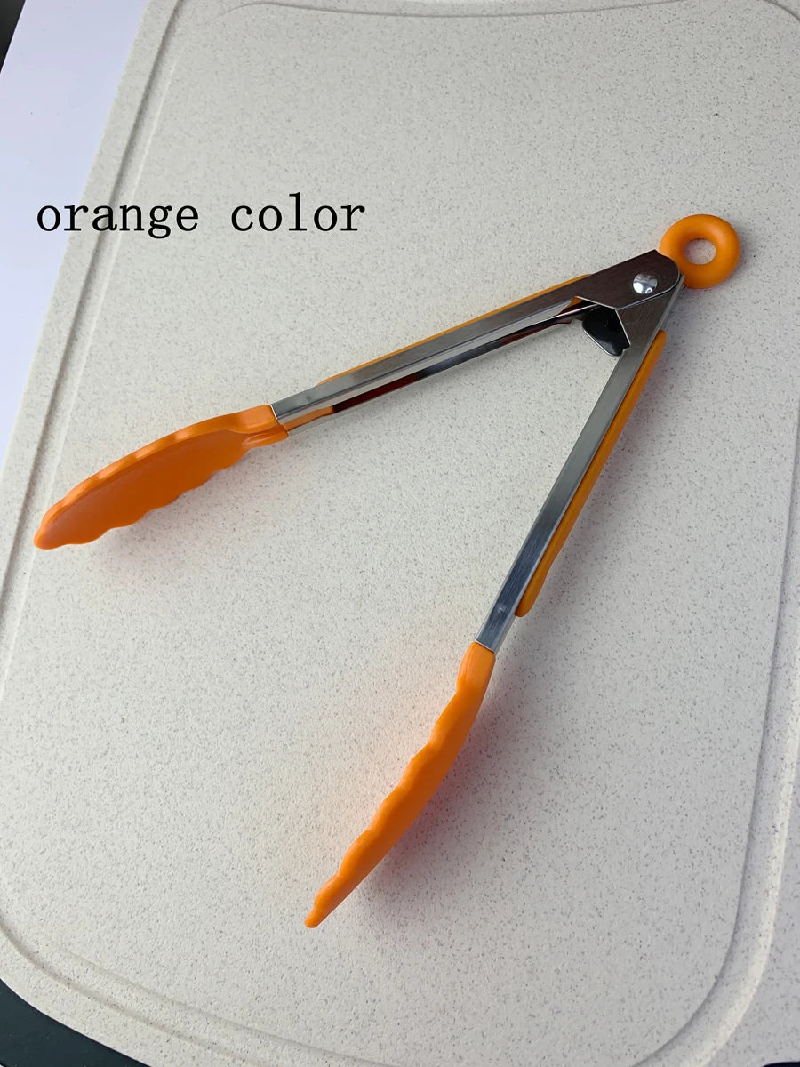 Stainless Steel Silicone Cooking Tongs – Anti-Slip BBQ Clip Kitchen Cooking Tongs Axl 1Pcs Orange-885