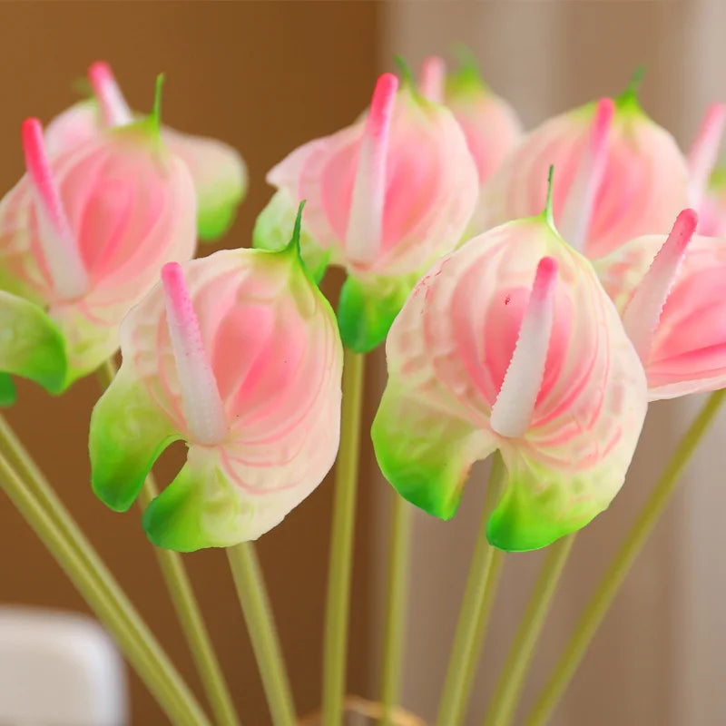 10-Pack Red Artificial Anthurium Stems – Real Touch PVC Flowers Artificial Flower Stems Axl