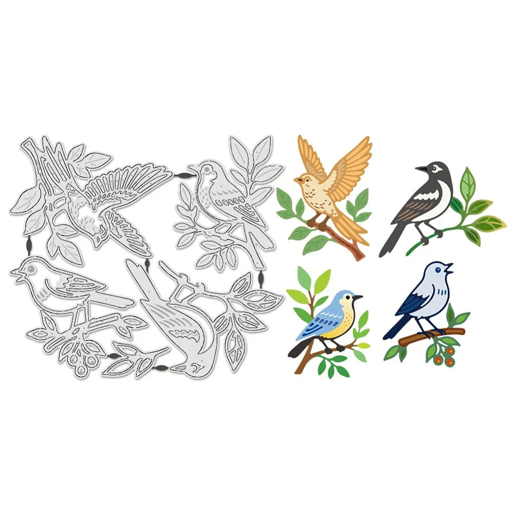 Bird & Tree Branch Cutting Dies – 3D Embossing Stencils 5-Pc Set Craft Cutting Dies Axl AECH04-19294