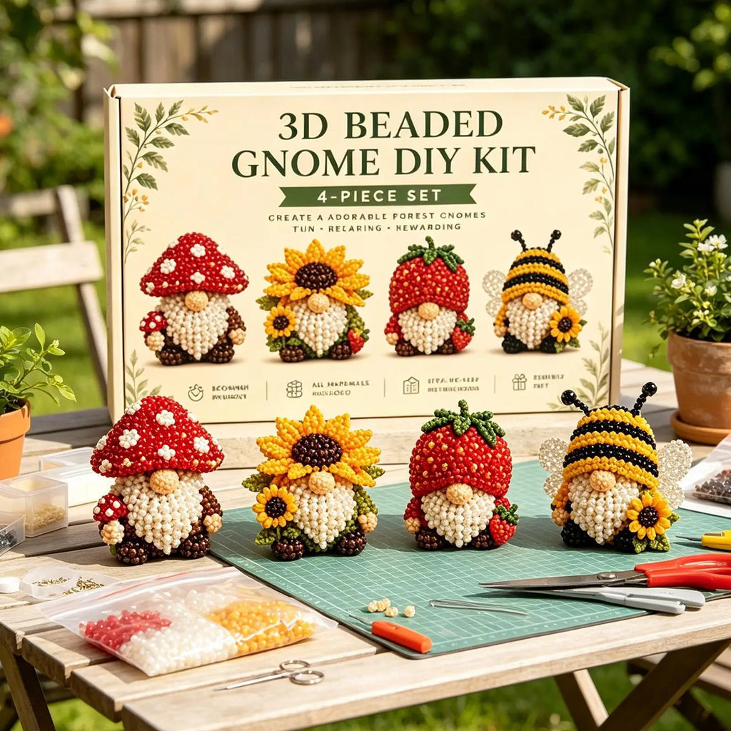 3D Gnome Bead Art Kit – DIY Desk Decor Beading Craft Set DIY Beading Kit Axl