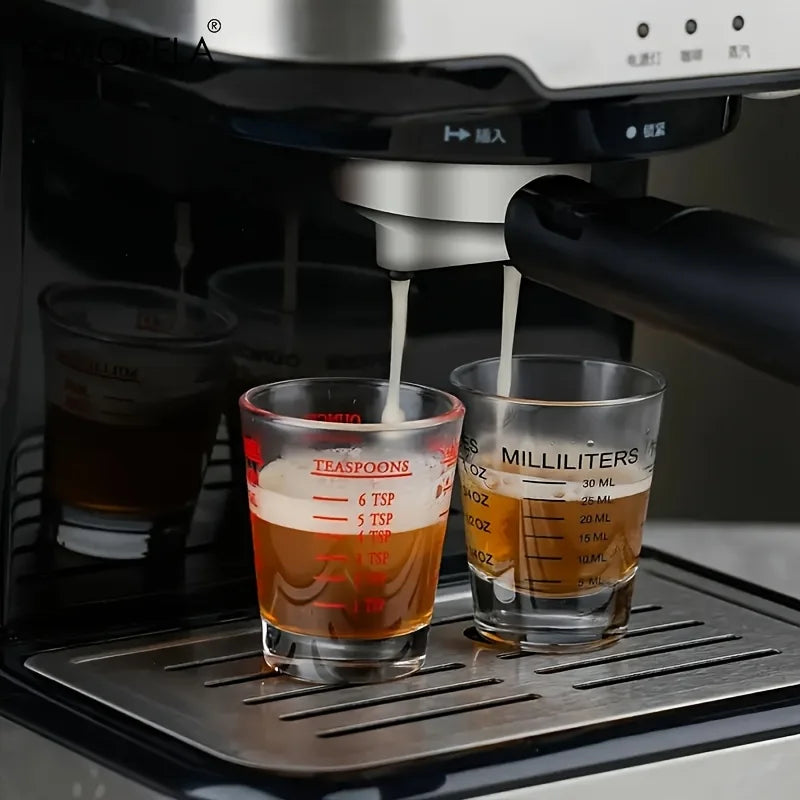 KEMORELA Espresso Shot Glasses 2pc – 30ml Heavy Glass Measure Espresso Measuring Cup Axl