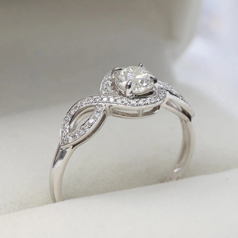 Huitan Twist CZ Wedding Band Ring for Women – Silver Tone Wedding Band Ring Axl Q732 9