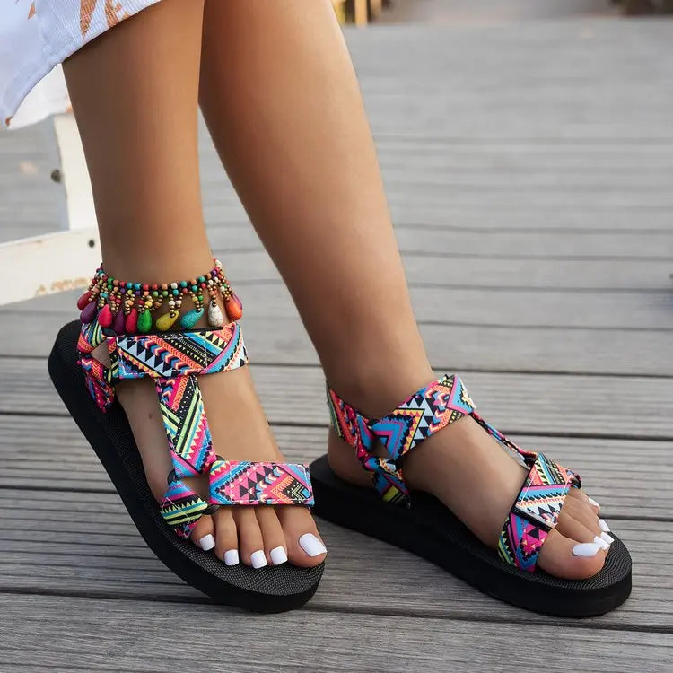 Women's Flat Hemp Rope Beach Sandals | Casual Ankle-Wrap Women's Flat Sandals Axl