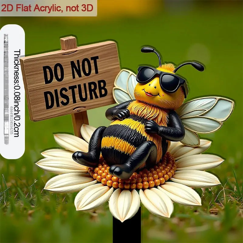 2-Pack Acrylic Bee Garden Stake Cards | Outdoor Courtyard Decor Garden Stake Decor Axl