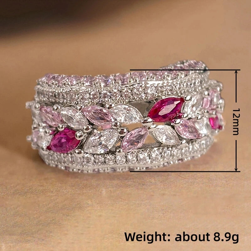 Huitan Colorful Sparkling CZ Women's Fashion Ring | Sizes 5–14 Fashion CZ Ring Axl