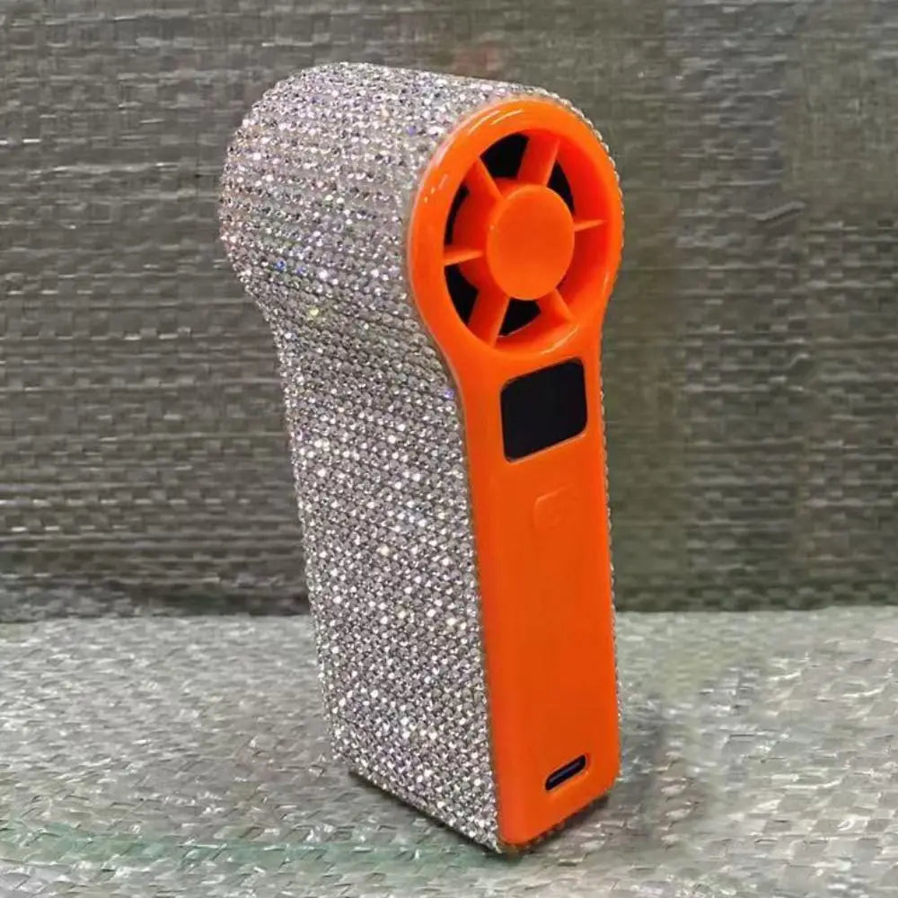 Rhinestone Handheld Fan – Digital Display USB Rechargeable Handheld Cooling Fan Axl