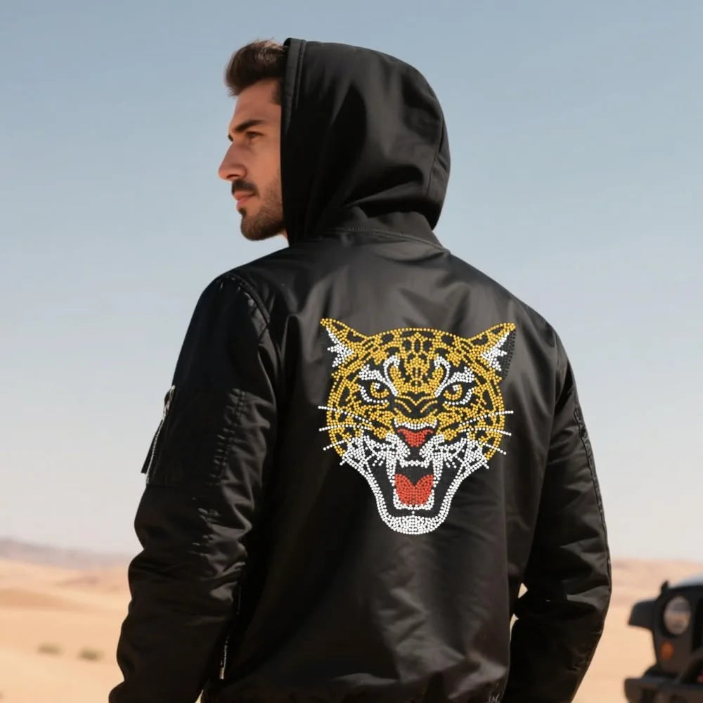 Leopard Rhinestone Iron-On Applique | Glass Crystal Heat Transfer Iron-On Applique Axl