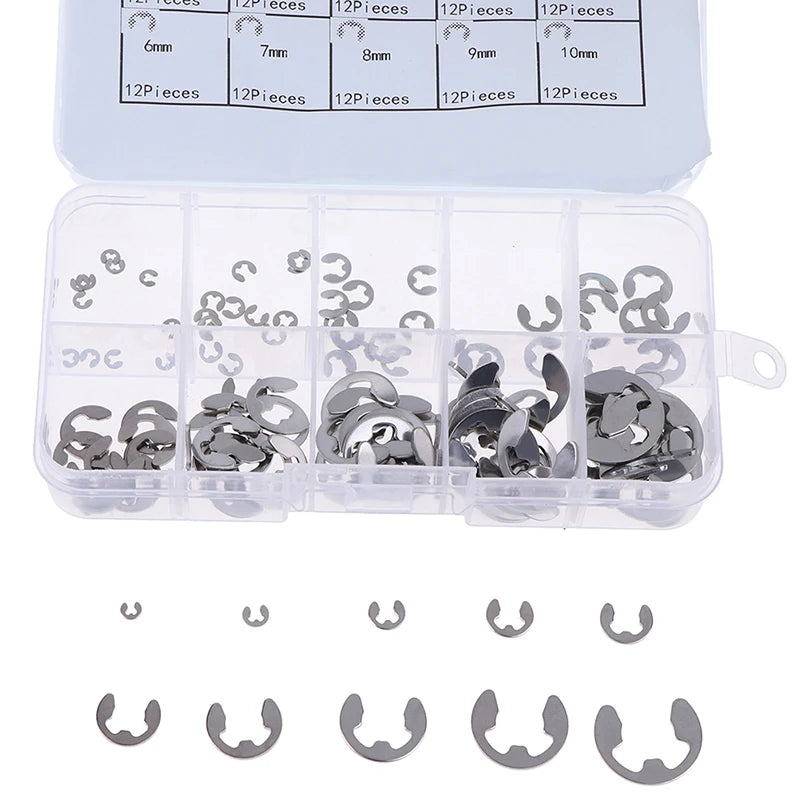 120Pc Stainless Steel E-Clip Retaining Circlip Kit M1.5–M10 Retaining Circlip Kit Axl