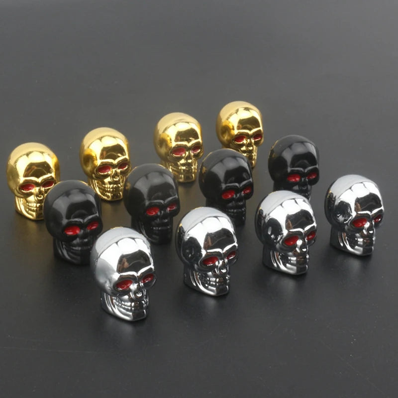 Skull Tire Valve Caps – ABS & Copper, Set of 4 | Cars & Bikes Tire Valve Caps Axl