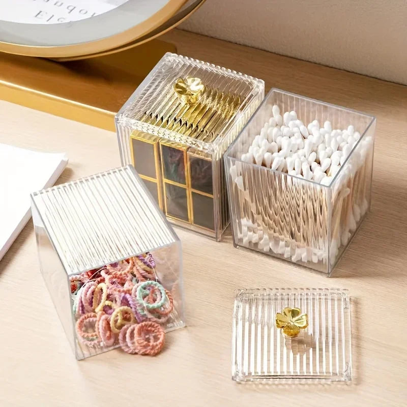 Acrylic Cotton Swab Storage Jar – Clear Canister with Lid Bathroom Storage Jar Axl