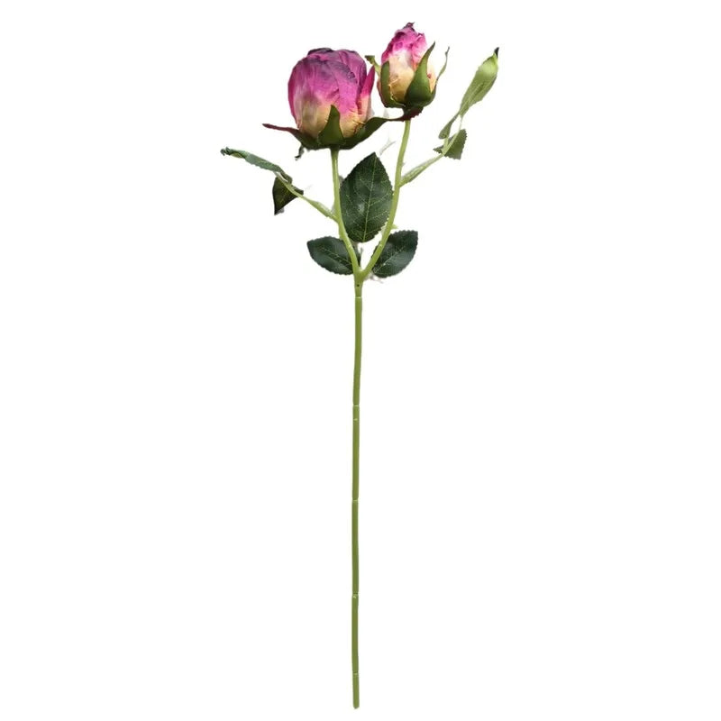 20pcs Burnt Edge Artificial Rose Stems | Dual-Head 34cm Décor Artificial Flower Stems Axl