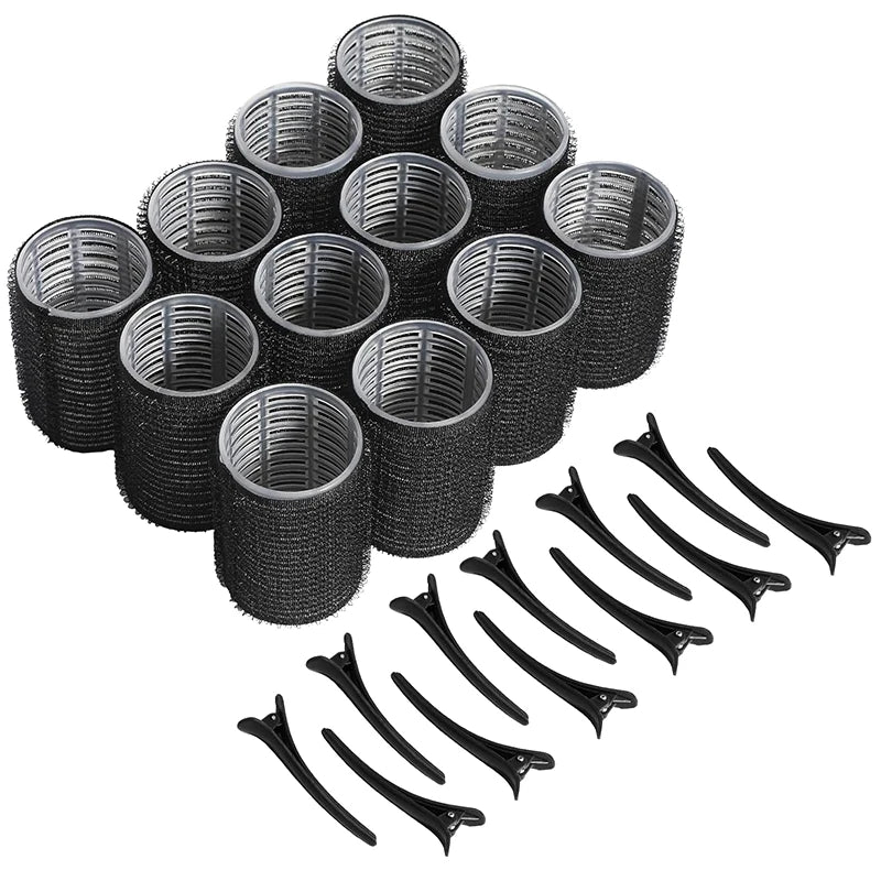 Self-Grip Hair Rollers 12Pc + Clips – No-Heat DIY Curlers Hair Rollers Set Axl