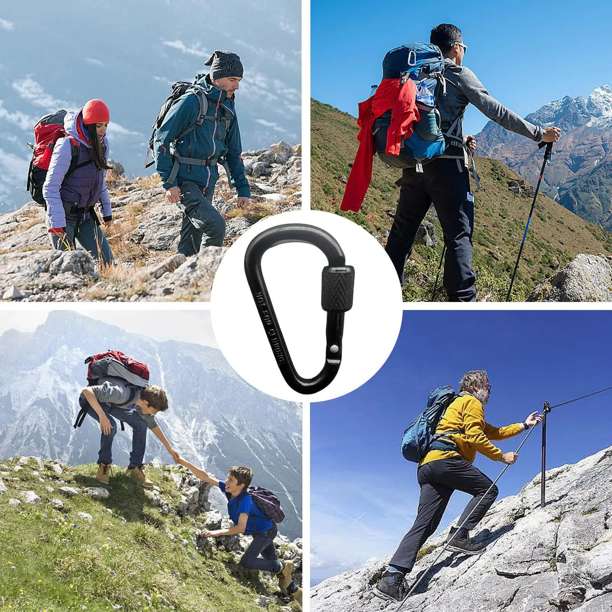 Aluminum Alloy D-Shape Locking Carabiner – Camping Hook Locking Carabiner Axl