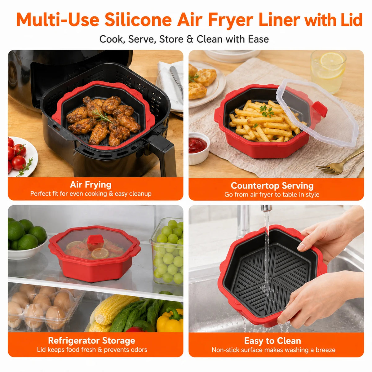 Hexagonal Nonstick Baking Pan with Lid – Air Fryer & Microwave Nonstick Baking Pan Axl