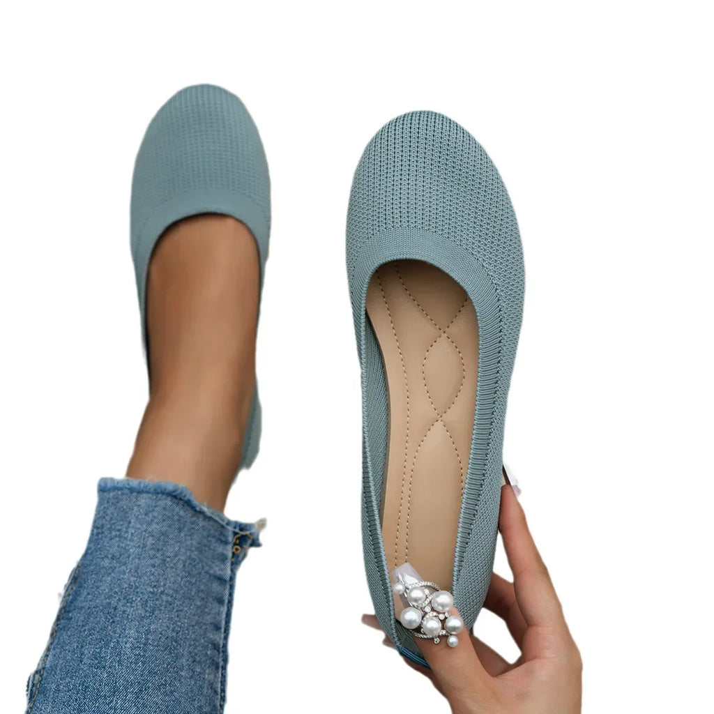 Women's Elastic Knit Slip-On Flats – Lightweight Breathable Loafers Women's Slip-On Flats Axl
