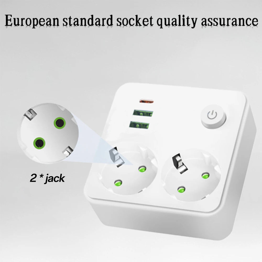 Wall Power Strip 2 AC Outlets 3 USB Ports 2500W | Advaka Wall Power Strip Axl