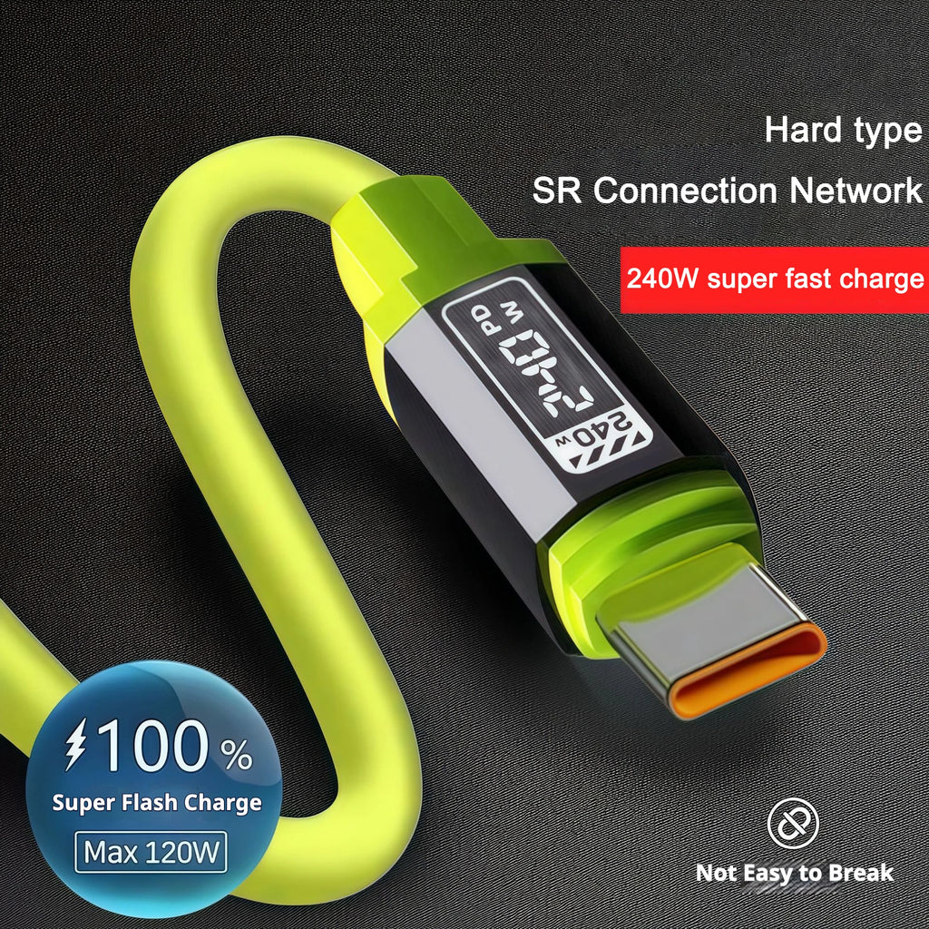240W USB-C to USB-C Fast Charging Cable with Power Display USB-C Charging Cable Axl