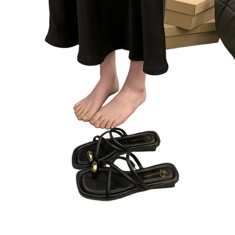 Women's Cross Strap Slide Sandals – Lightweight Toe Loop Beach Shoes Slide Sandals Axl