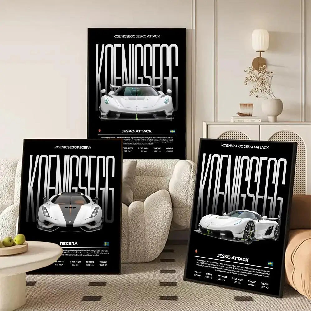 Koenigsegg Supercar Poster – Self-Adhesive Wall Art Sticker Wall Art Sticker Axl