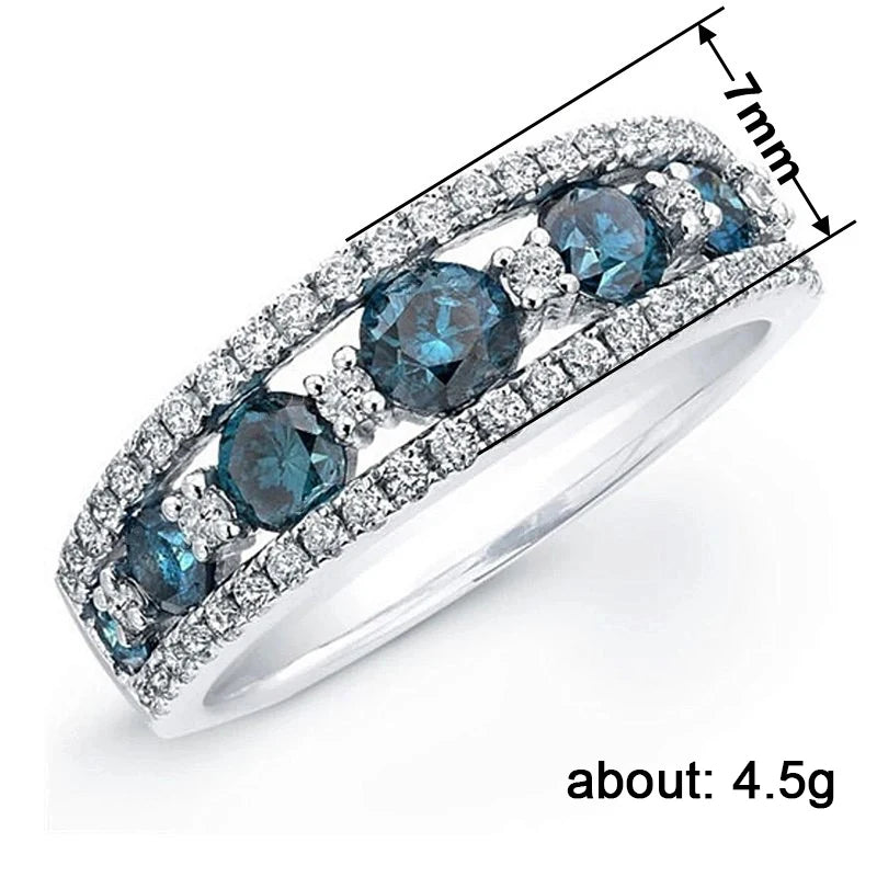 Huitan Blue CZ Women's Ring – Sparkling Cubic Zirconia Fashion Ring Axl