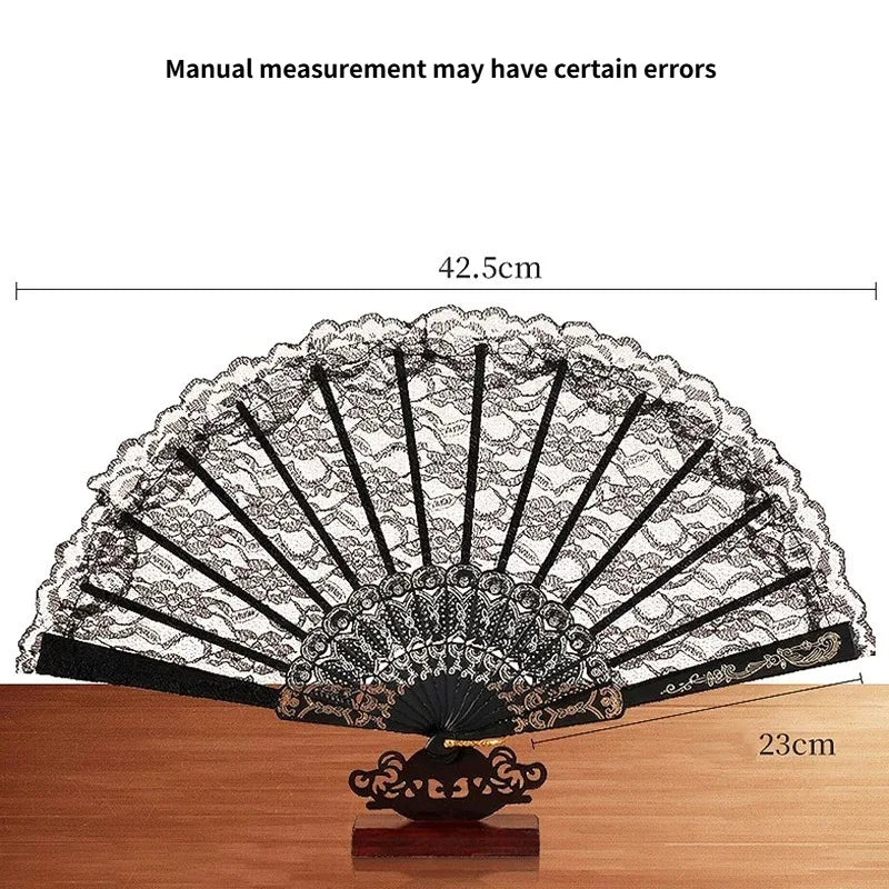 Vintage Lace Folding Fan – Chinese Japanese Art Craft Décor Decorative Folding Fan Axl