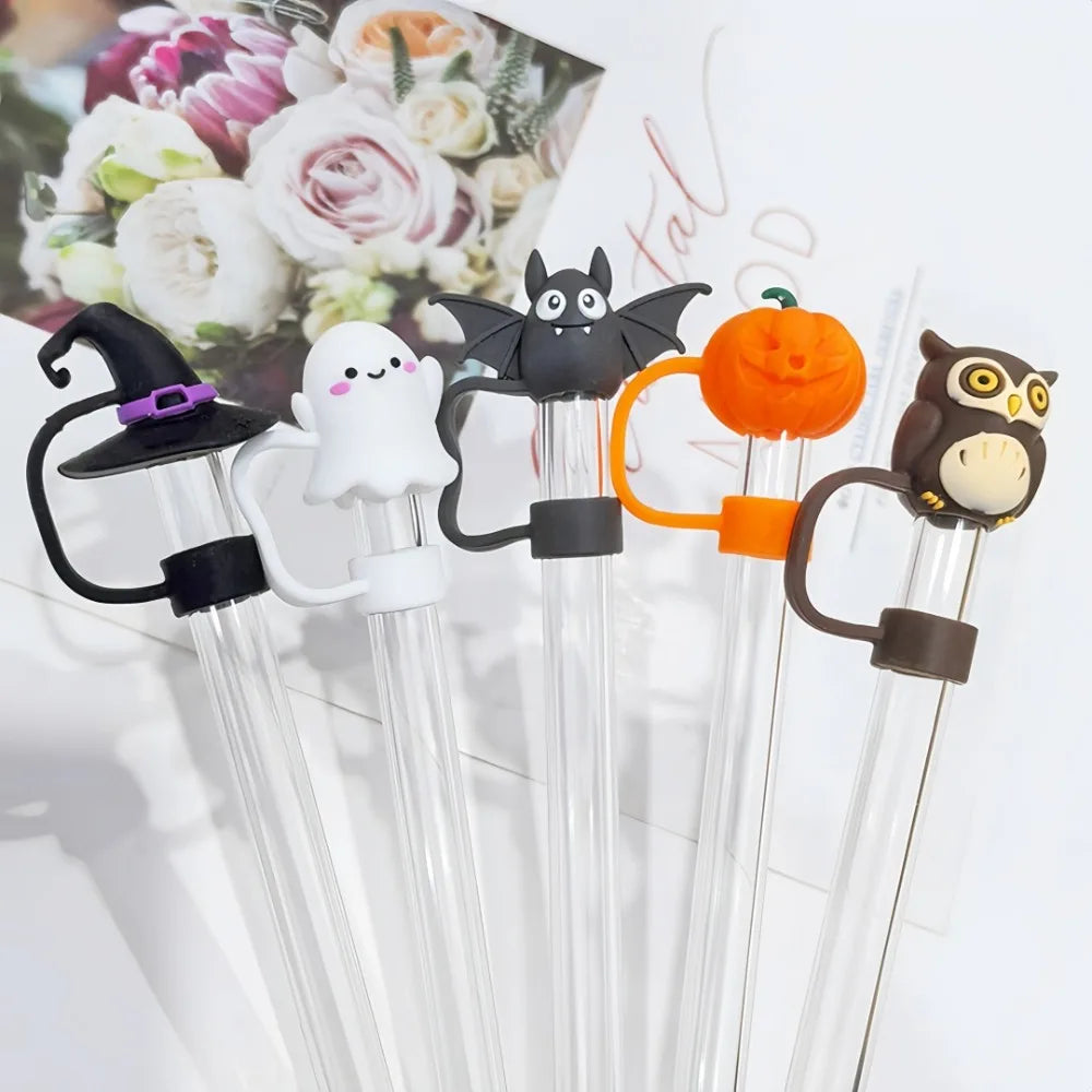 7-Pack Halloween Silicone Straw Caps – BPA-Free Dustproof Covers Straw Covers Axl