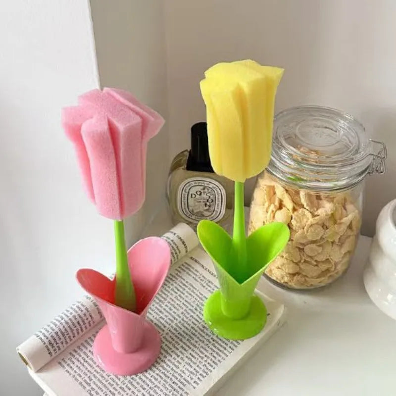 Tulip Long Handle Mug Cleaning Brush – Replaceable Sponge Head Mug Cleaning Brush Axl
