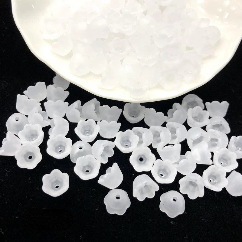 200pcs Transparent Acrylic Flower Beads for DIY Jewelry Making Jewelry Making Beads Axl