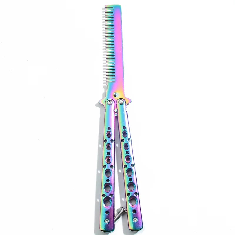 Stainless Steel Folding Butterfly Swing Comb | Hair Styling Folding Hair Comb Axl Blue