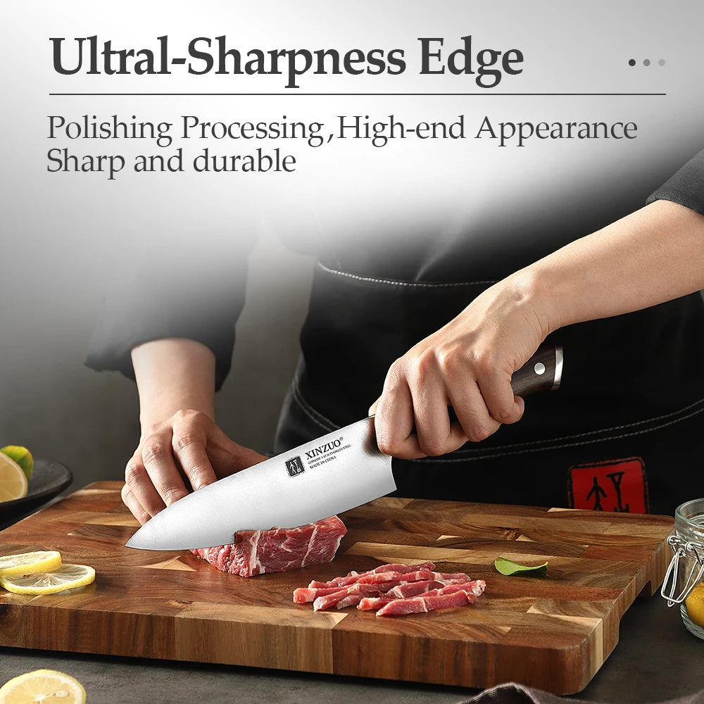 XINZUO 6.5" German DIN 1.4116 Steel Chef Knife | Ebony Handle Chef Knife Axl