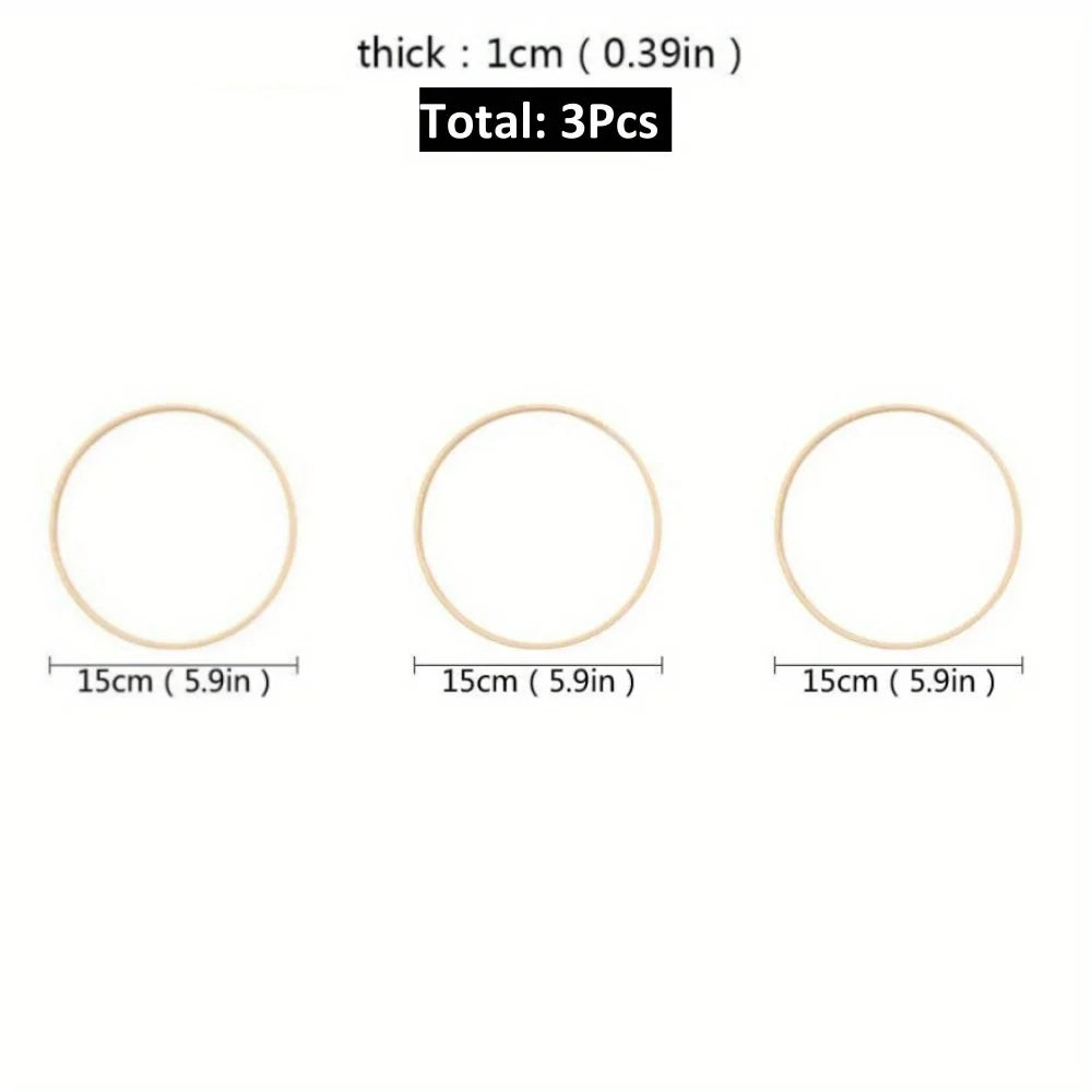 Bamboo Wreath Rings 12-Pack | 4 Sizes DIY Macrame Hoops Craft Hoop Rings Axl 5.9in