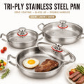 Tri-Ply Hammered Stainless Steel Skillet with Glass Lid Stainless Steel Skillet Axl 26cm Without Lid