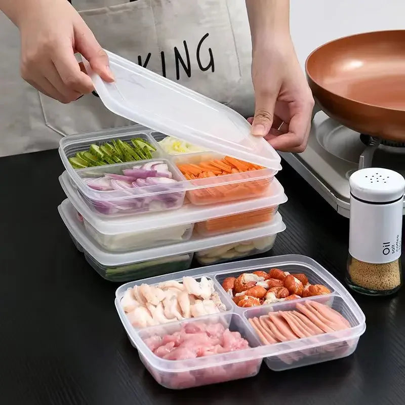 4-Compartment Airtight Fridge Storage Box | Food Crisper Food Storage Container Axl