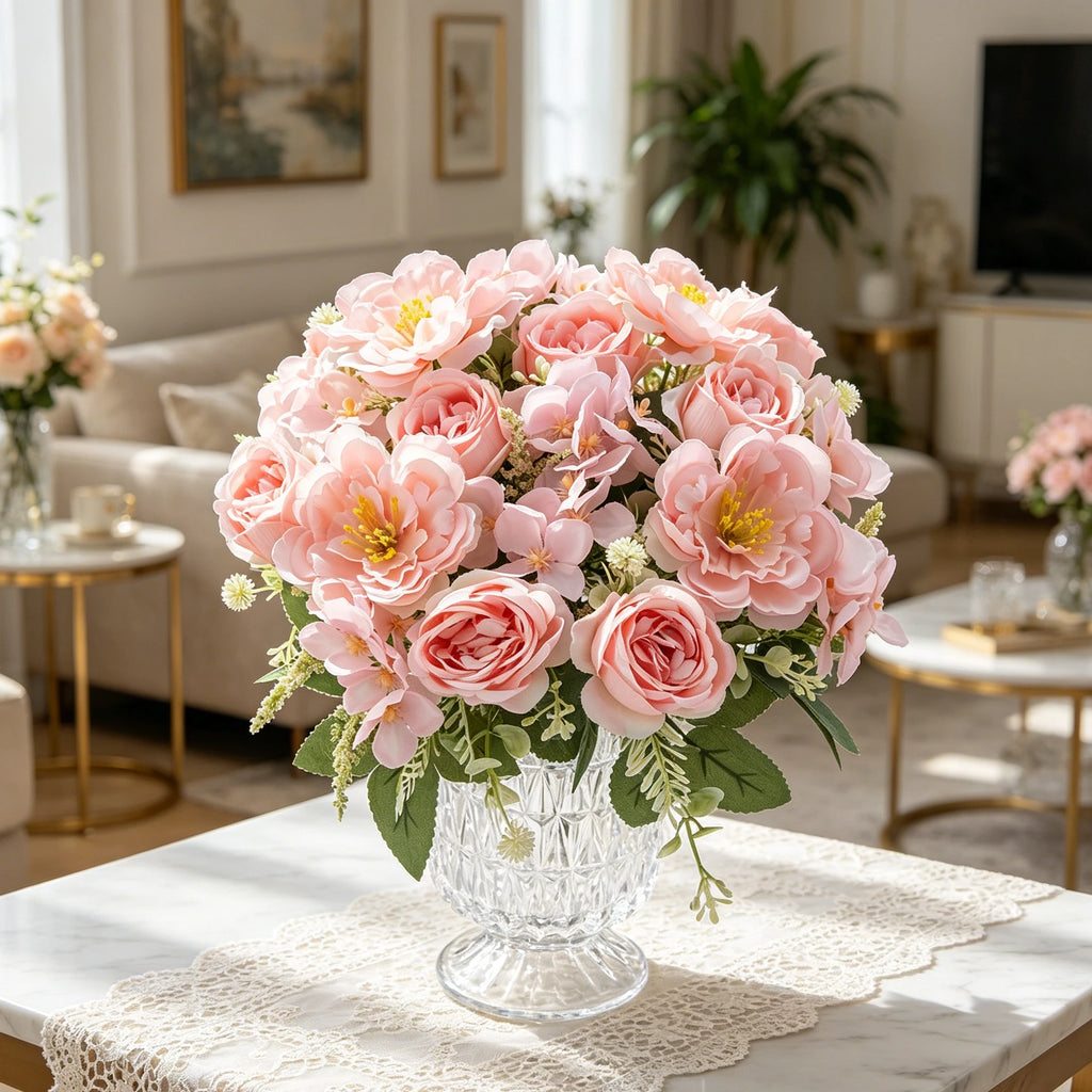 Artificial Silk Peony & Hydrangea Bouquet | Wedding & Home Decor Artificial Flower Bouquet Axl