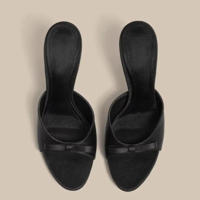 Satin Butterfly-Knot High Heel Slides – Women's Party Sandals High Heel Sandals Axl