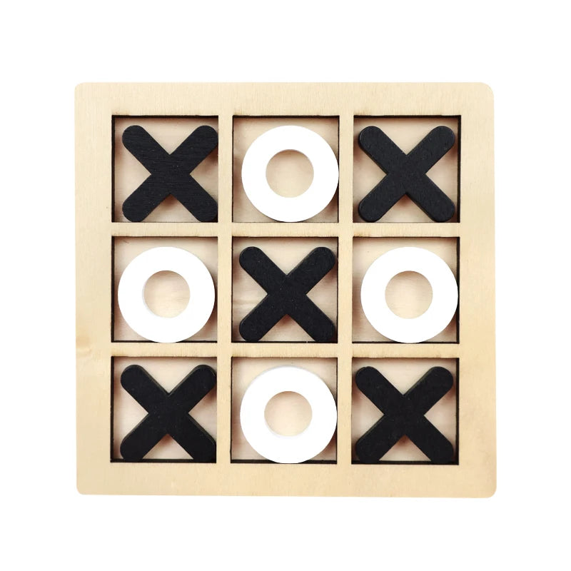 Wooden Tic-Tac-Toe Puzzle Game – Classic Family Strategy Toy Wooden Board Game Axl 18x18cm-Black-1pc