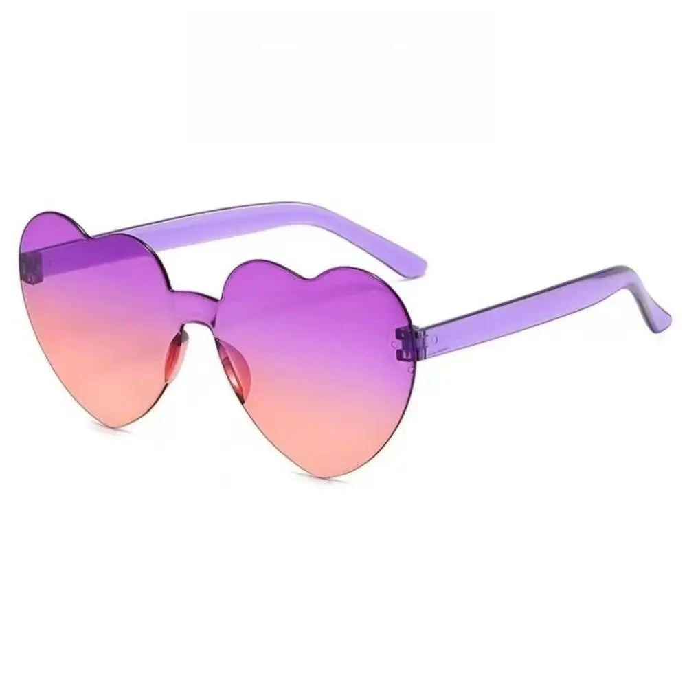 Heart Shape UV Sunglasses – Colorful Gradient Rimless Shades Fashion Sunglasses Axl