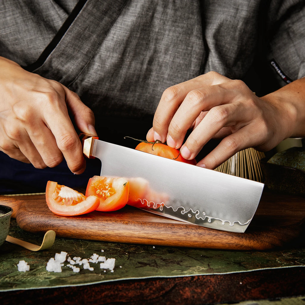 Grandsharp 7.5" Nakiri Knife ZDP-189 Steel | Mkuruti Wood Handle Nakiri Chef Knife Axl